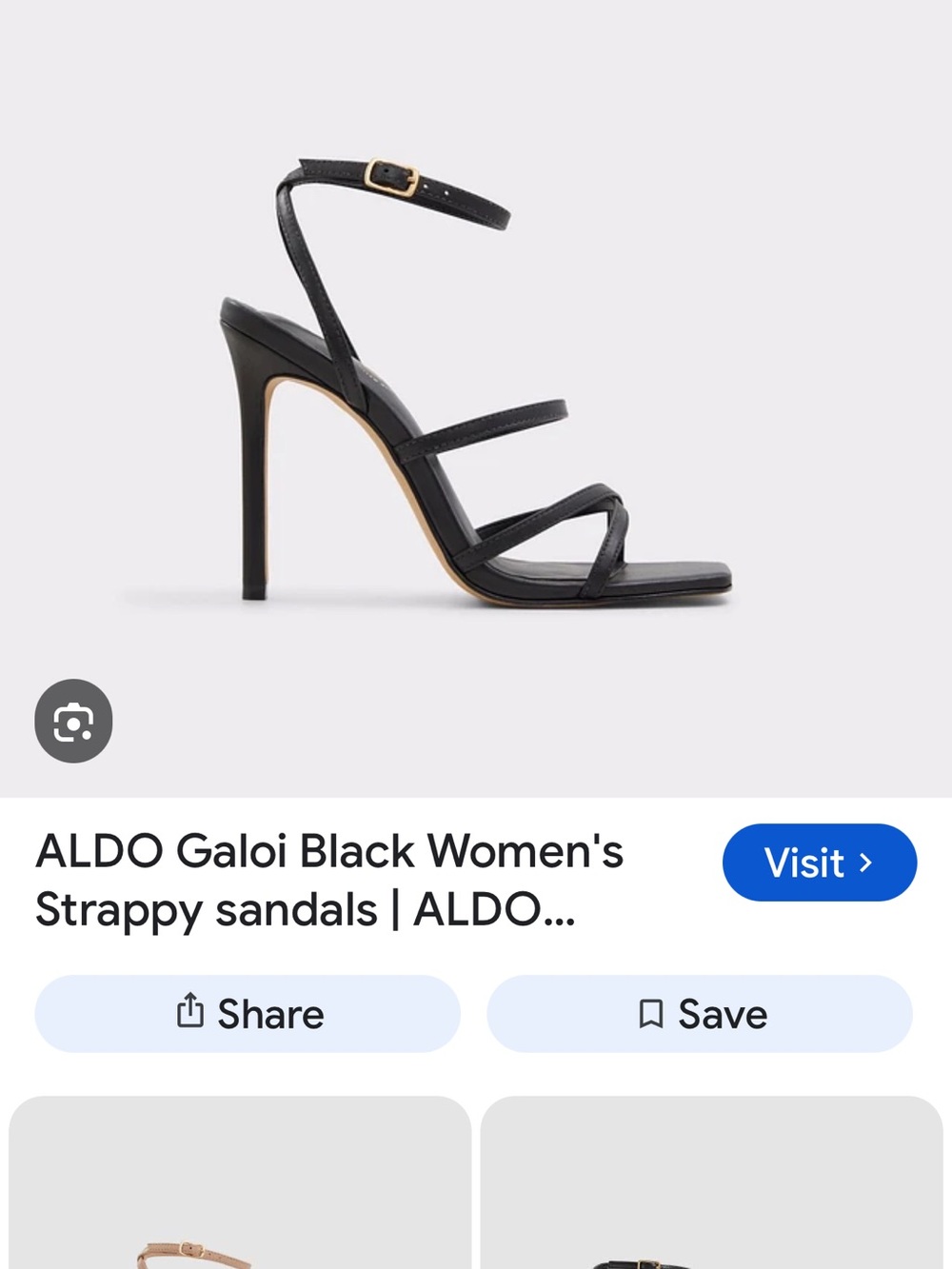 Aldo Black Strappy Stiletto Sandals with Gold Buckle